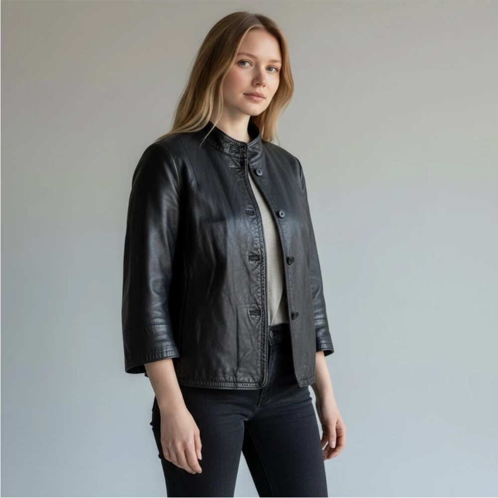 Marni Lamb Leather Cropped Jacket Womens Size 44 Black Summer Edition 2012 Italy